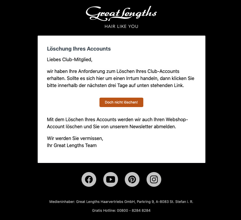 Account - Löschung (© Great Lengths)