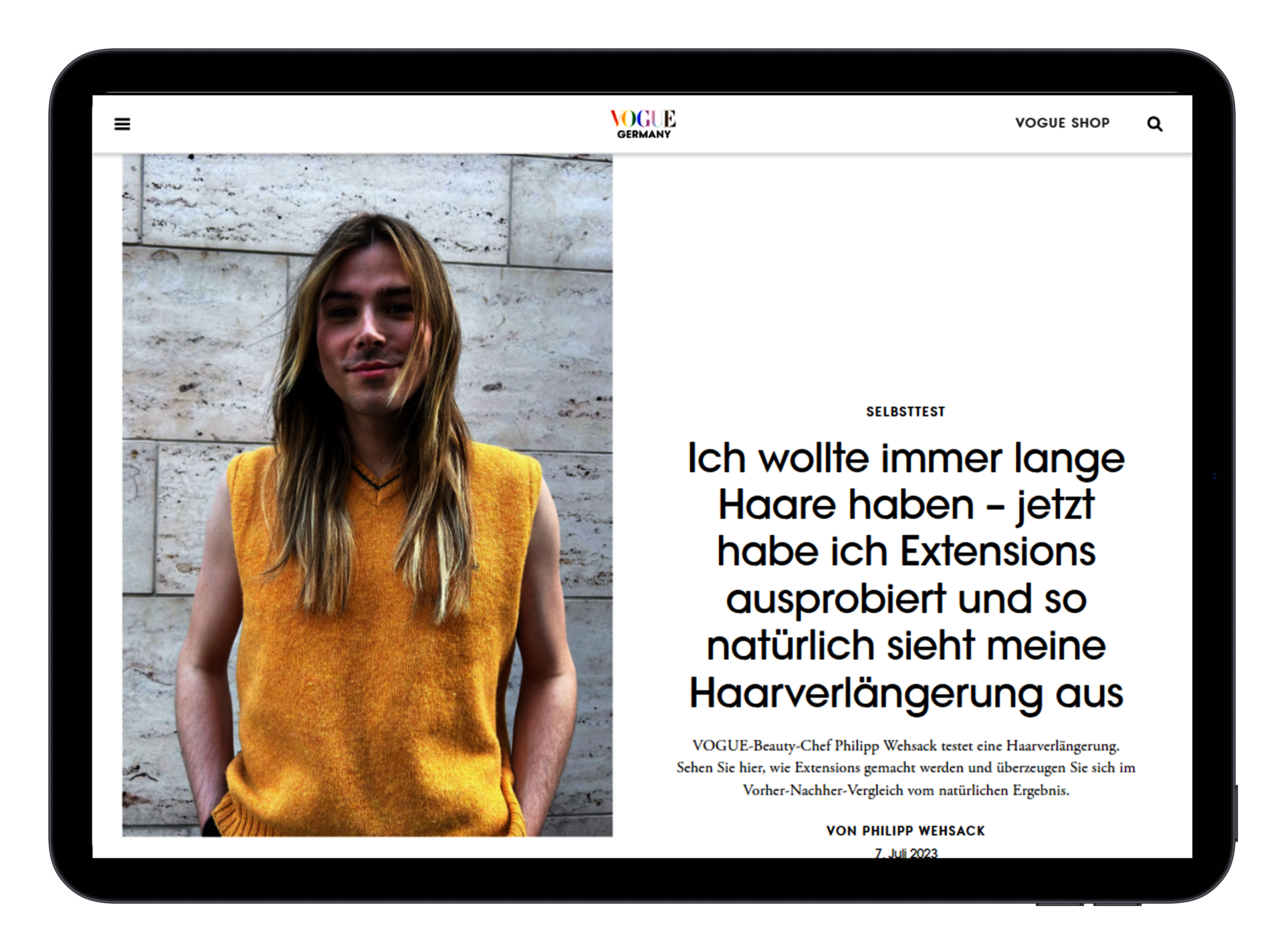 VOGUE Selbsttest, Philipp Wehsack (© Screenshot, VOGUE, 07/2023)