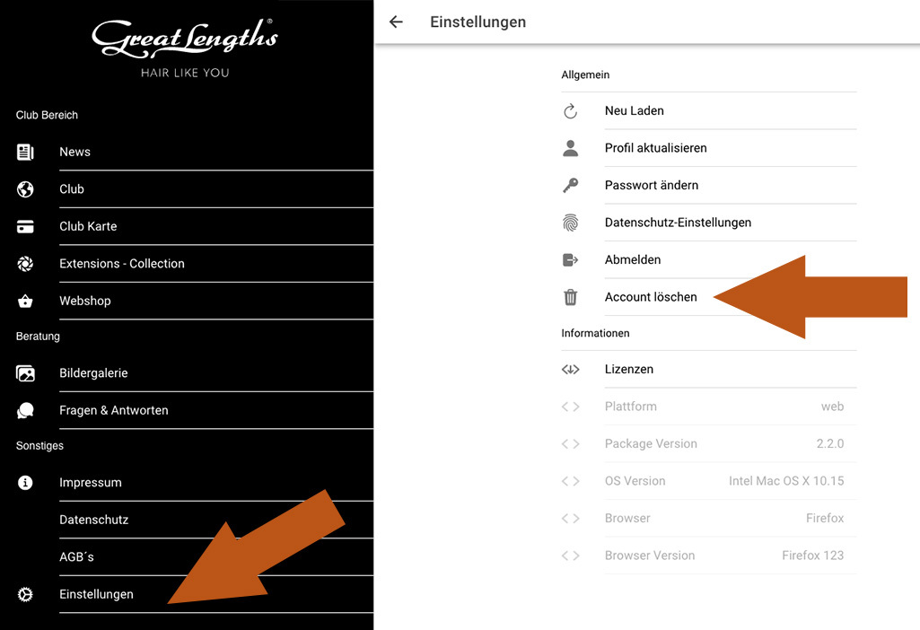 Abmelden Clubmitgliedschaft (© Great Lengths)